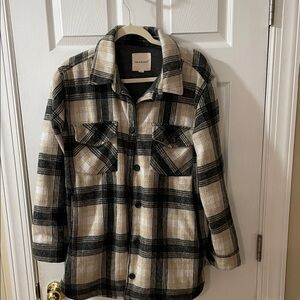Thread & Supply Black and Cream Plaid Utility Jacket